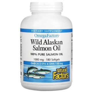 Natural Factors, Wild Alaskan Salmon Oil, 1.000mg, 180 Weichkapseln
