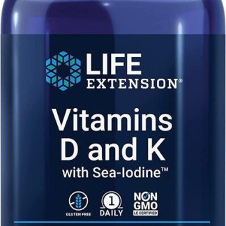 Life Extension, Vitamin D3 and K2 with marine iodine, 60 capsules