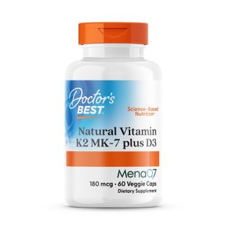 Doctor's Best, Natural Vitamin K2 MK-7 with MenaQ7 Plus D3 180mcg, 60 capsules