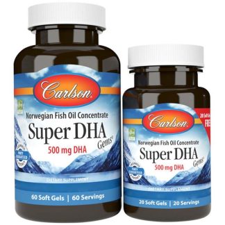 Carlson Labs, Super DHA, 500mg, 60+20 softgels