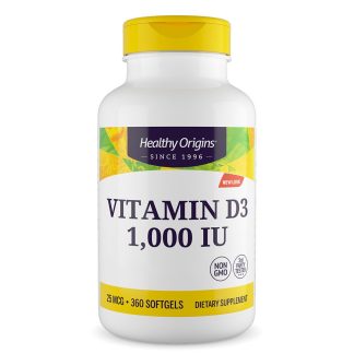 Healthy Origins, Vitamin D3, 1000 IU, 360 softgels (MCT Oil)