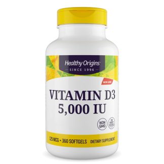 Healthy Origins, Vitamin D3, 5,000 IU, 360 softgels