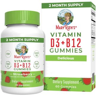MaryRuth's, Vitamin D3+B12 Gummies, Strawberry, 60 gummy bears