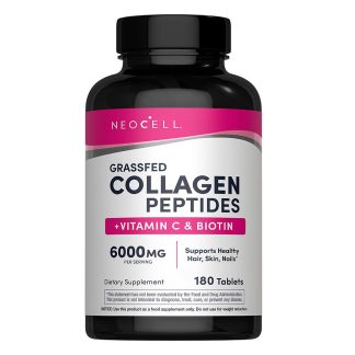 Neocell, Grassfed Collagen Peptides + Vitamin C and Biotin, 180 Tablets