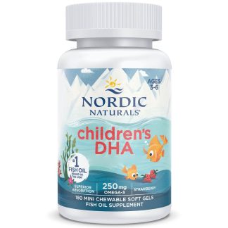 Nordic Naturals, Children's DHA, 250 mg Omega-3, Strawberry, 180 mini softgels