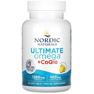Nordic Naturals, Ultimate Omega + CoQ10, 1280 mg Omega-3 + 100mg Q10, lemon, 60 softgels