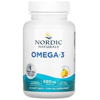Nordic Naturals, Omega-3, 690mg Omega-3, lemon, 60 softgels