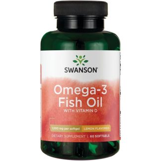 Swanson, Omega-3 Fish Oil with Vitamin D, lemon flavor, 1,000mg, 60 softgels