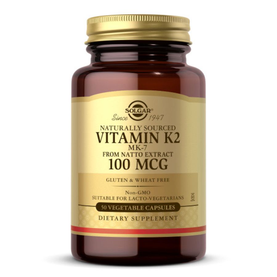Solgar, Naturally Sourced Vitamin K2, MK-7, 100mcg, 50 Veg. Capsules