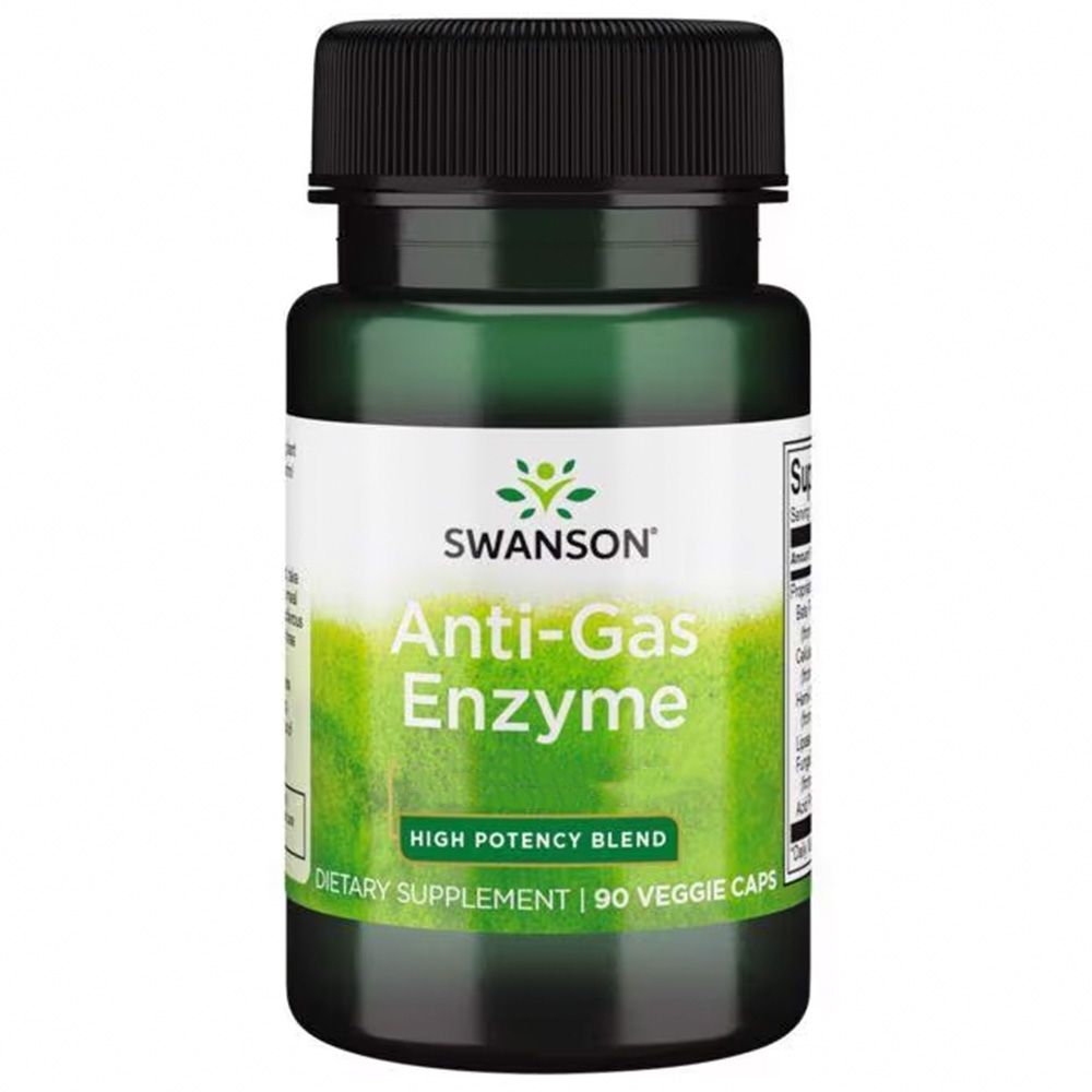 Swanson, Anti-Gas Enzyme - High Potency Blend, 40mg, 90 Veg Capsules