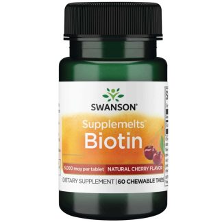 Swanson, Biotin, Natural Cherry Flavor, 5000mcg, 60 chewable tablets