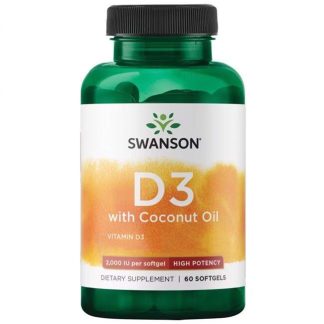 Swanson, Vitamin D3 with Coconut Oil - High Potency, 2,000IU (50 mcg), 60 softgels