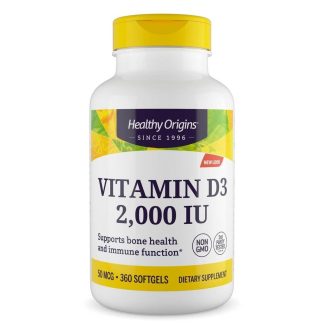 Healthy Origins, Vitamin D3, 2,000 IU, 360 Softgels (MCT Oil)