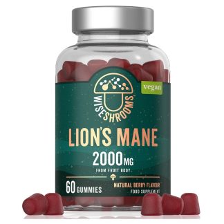 Wiseshrooms, Lion's Mane Gummies, 2000mg, 60 Gummies with Berry Flavour