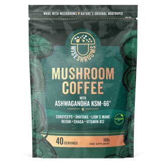 Wiseshrooms, Mushroom Coffee with Ashwagandha KSM-66, 100g